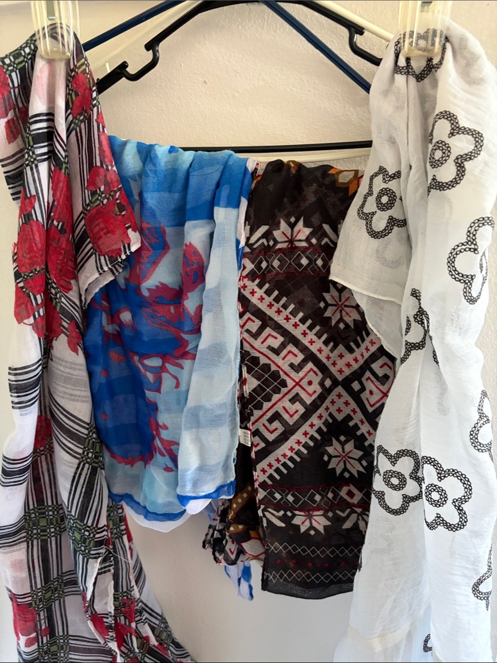 Lightweight Blue Floral Scarf - Women Accessories
